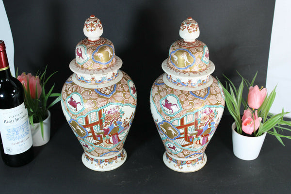 PAIR Antique delft pottery Vases chinoiserie decor marked Adriaen kocks