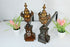 Antique French bronze fireplace andirons ram heads