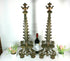 XL 27.5" Antique French bronze fireplace andirons Dragon gothic heads obelisk