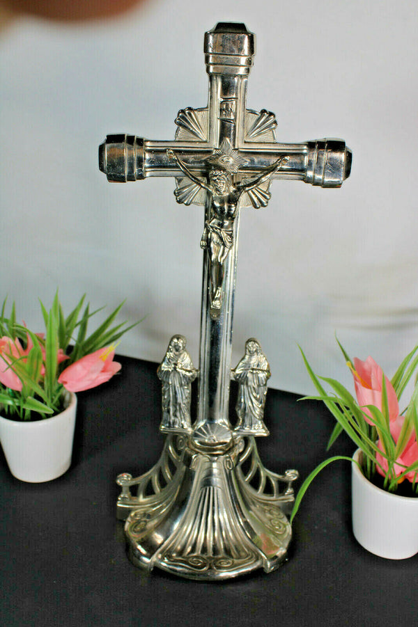 Antique belgian spelter zinc crucifix calvary