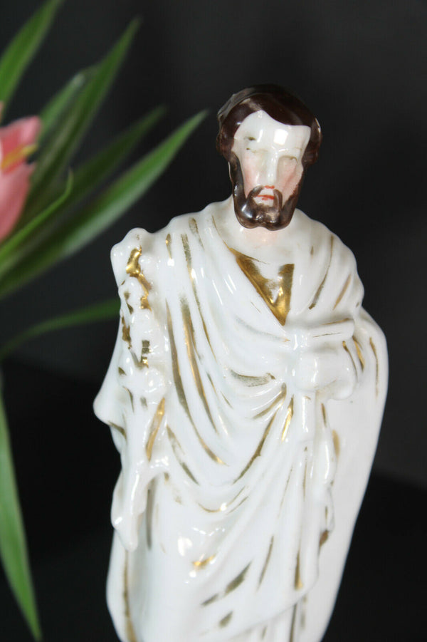 Antique french vieux paris porcelain saint joseph figurine statue