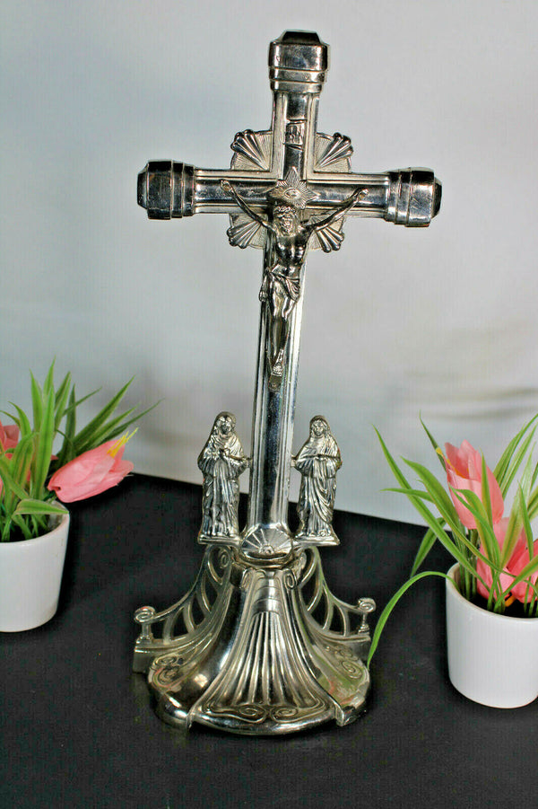 Antique belgian spelter zinc crucifix calvary