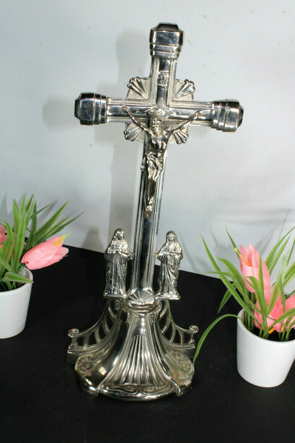 Antique belgian spelter zinc crucifix calvary