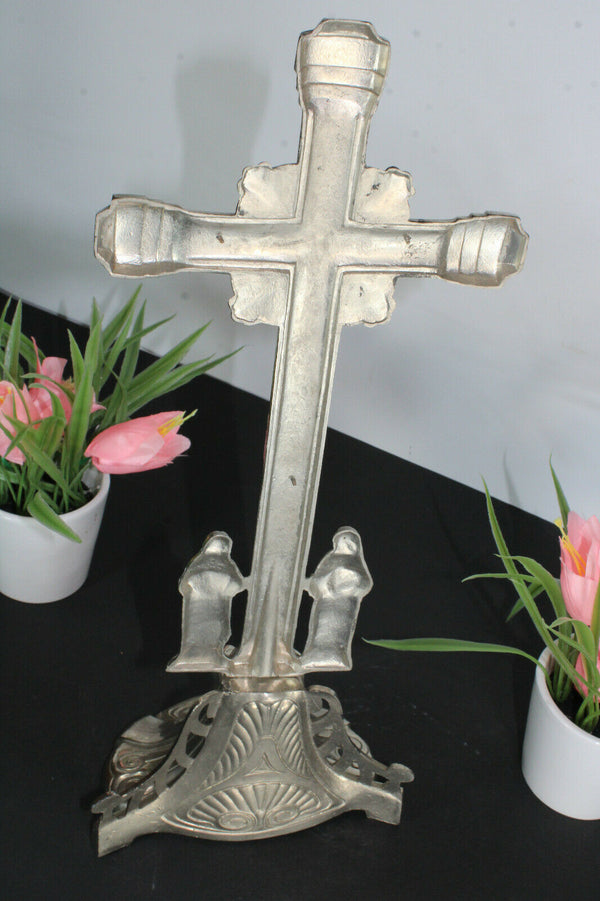 Antique belgian spelter zinc crucifix calvary