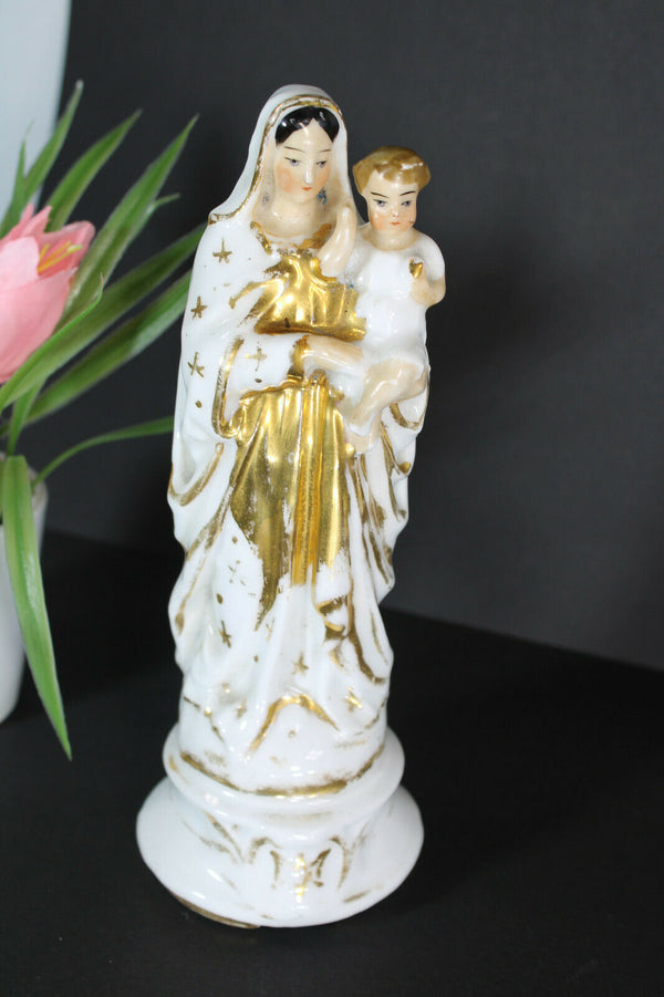 Antique french vieux paris porcelain saint madonna figurine statue