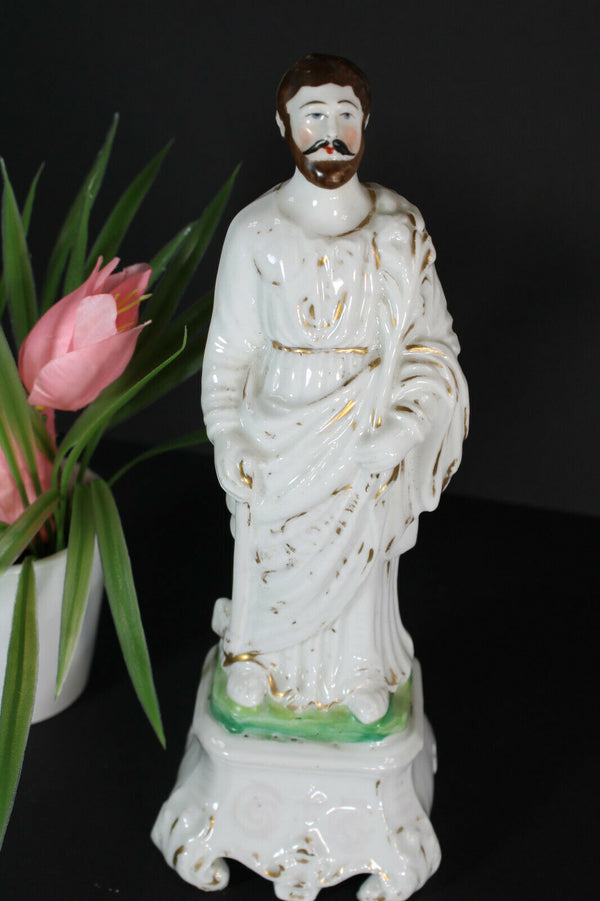 Antique french vieux paris porcelain saint joseph figurine statue