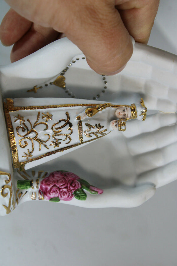 Vintage french porcelain madonna figurine in hands statue