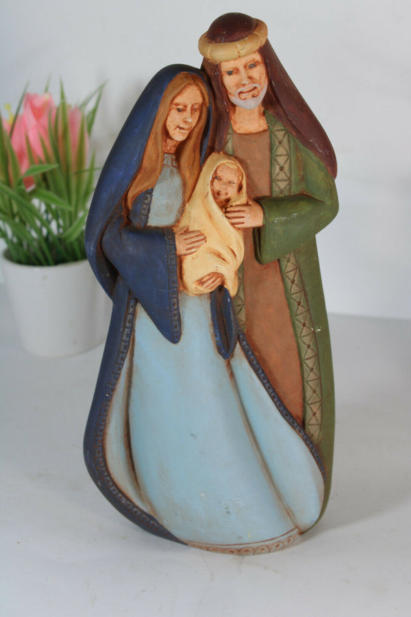 vintage french porcelain faience holy family christmas statue religious
