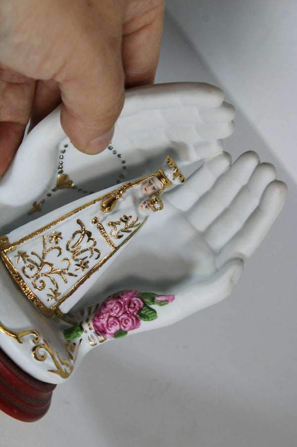 Vintage french porcelain madonna figurine in hands statue