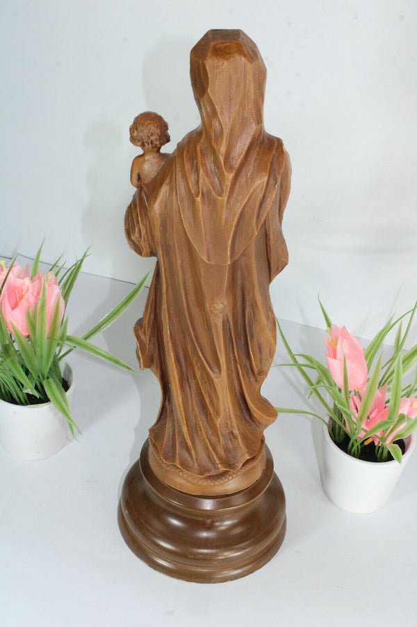 Vintage large french Statue saint MAdonna child figurine statue