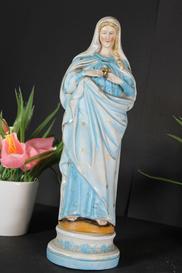 Antique french porcelain madonna mary figurine statue