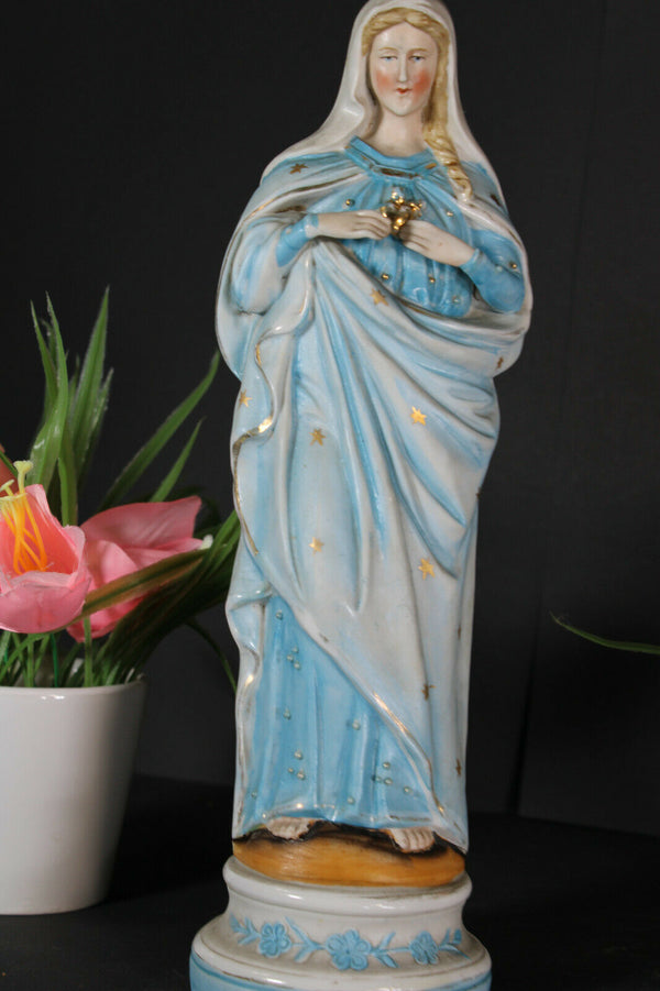 Antique french porcelain madonna mary figurine statue