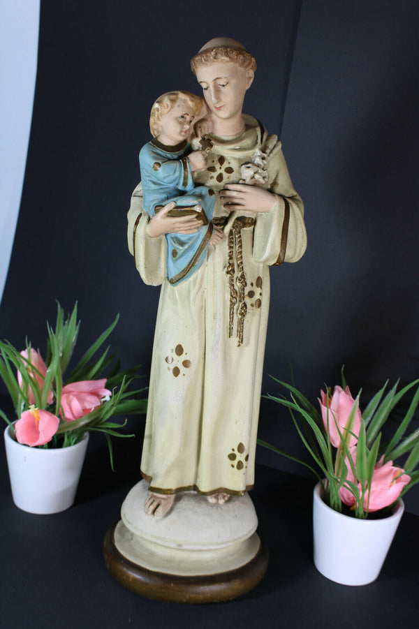 Antique french chalkware statue saint anthony religious