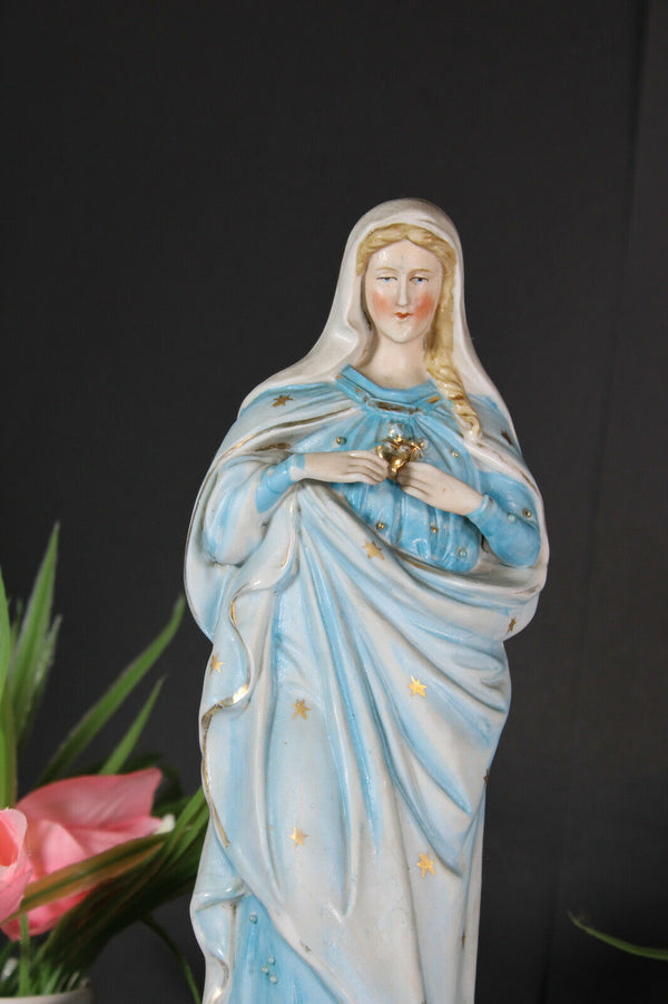 Antique french porcelain madonna mary figurine statue