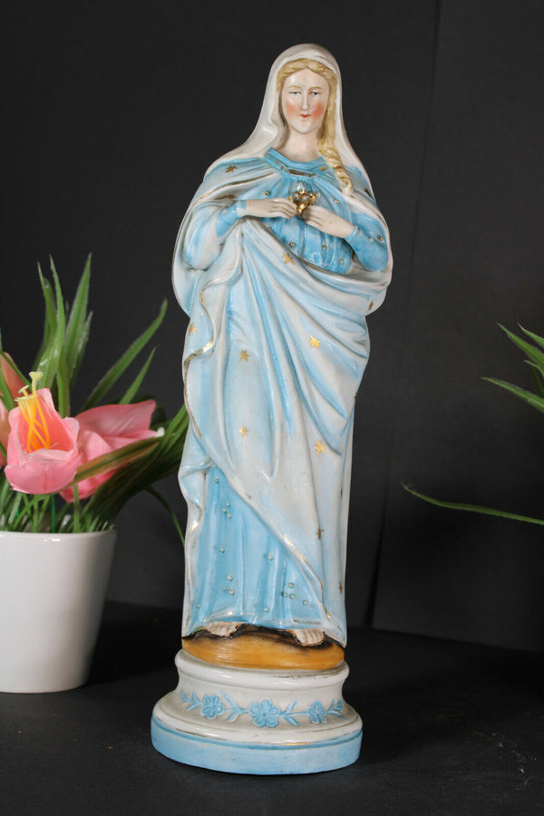 Antique french porcelain madonna mary figurine statue