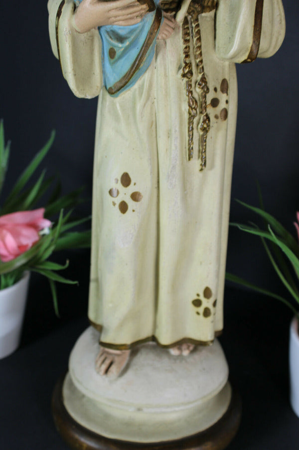 Antique french chalkware statue saint anthony religious