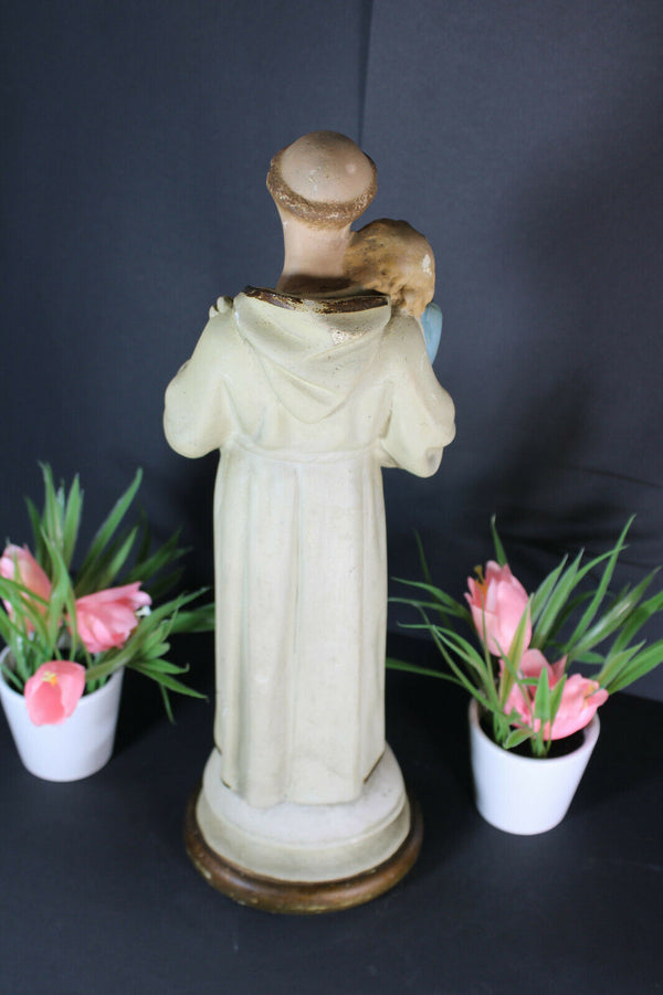 Antique french chalkware statue saint anthony religious