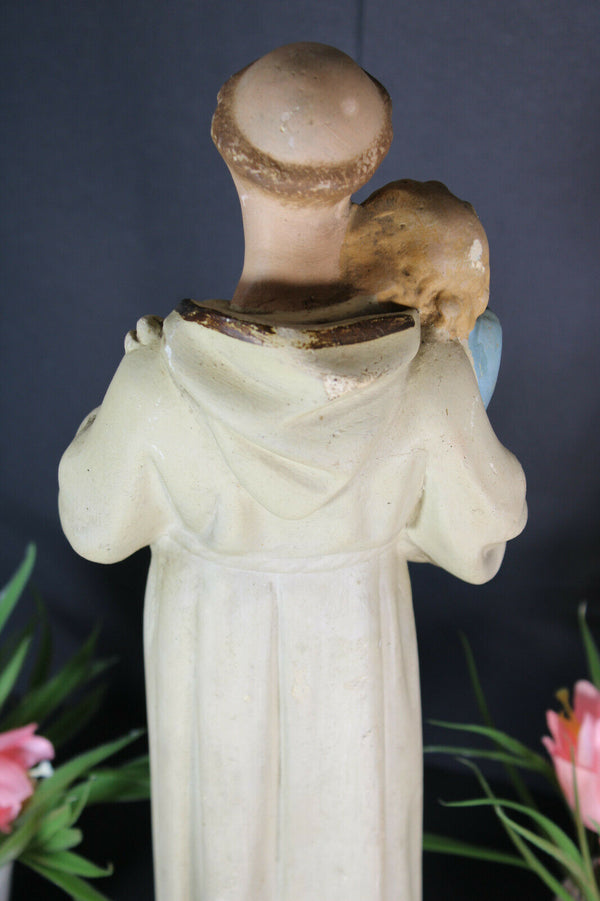 Antique french chalkware statue saint anthony religious