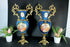 PAIR french  porcelain Vases brass handles romantic decors