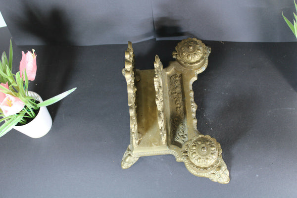 Antique Brass putti cherub inkwell desk letter holder