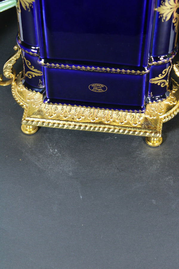 Vintage french cobalt limoges porcelain mantel clock romantic victorian scene
