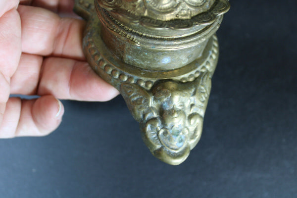 Antique Brass putti cherub inkwell desk letter holder