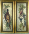 XL 42.5" pair antique flemish oil panel hunting trophy painting birds signed