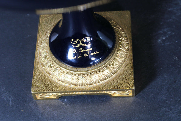 Vintage  cobalt blue limoges porcelain vase centerpiece bowl