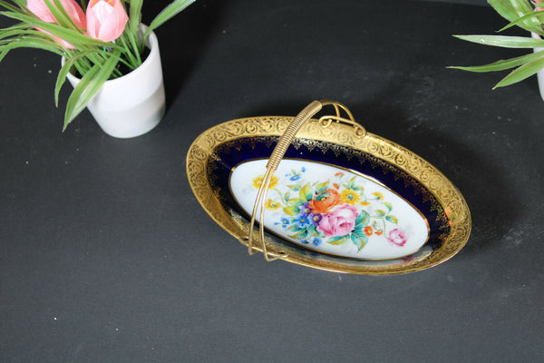 Limoges porcelain chocolates presentation tray marked floral