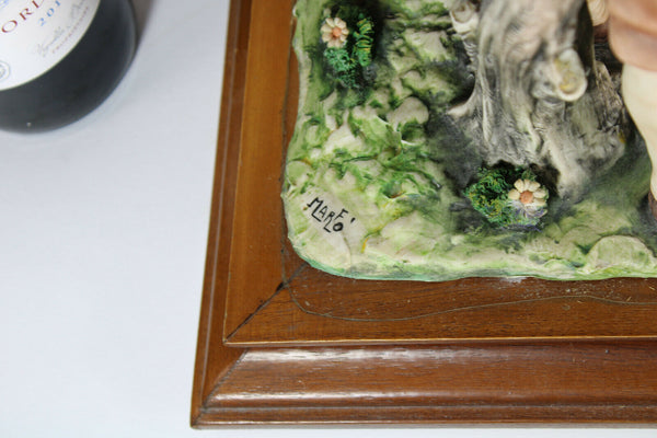 XXL capodimonte porcelain Signed MARFO hunt trophy dinner statue group dogs