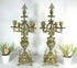 PAIR Brass cherub putti dragon candelabras candle holder