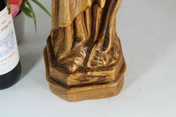 Antique Chalkware signed guelfi olv tongeren Flanders madonna statue religious