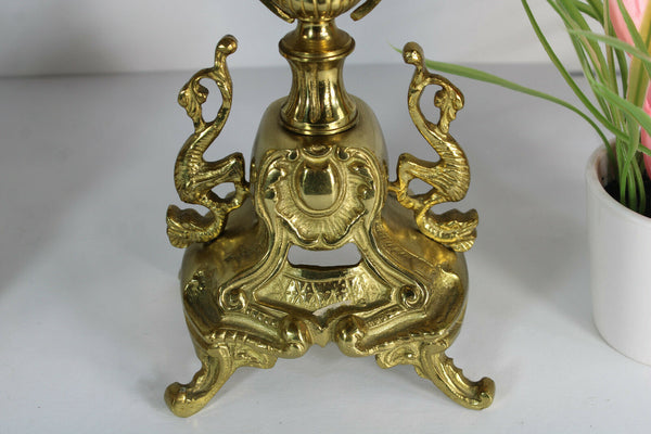 PAIR Brass cherub putti dragon candelabras candle holder