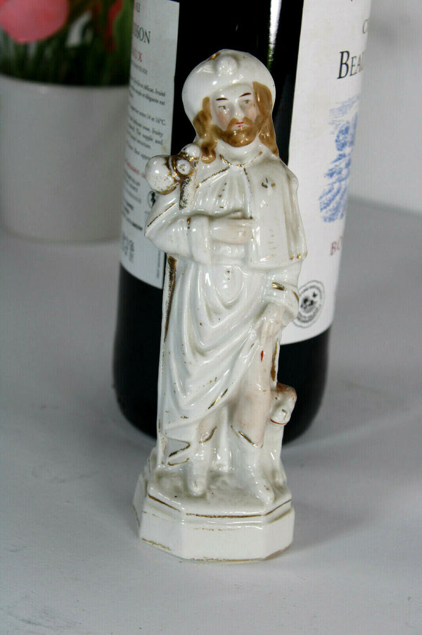 Antique vieux paris paris porcelain saint roch dog statue figurine religious