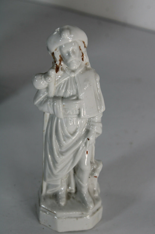 Antique vieux paris paris porcelain saint roch dog statue figurine religious