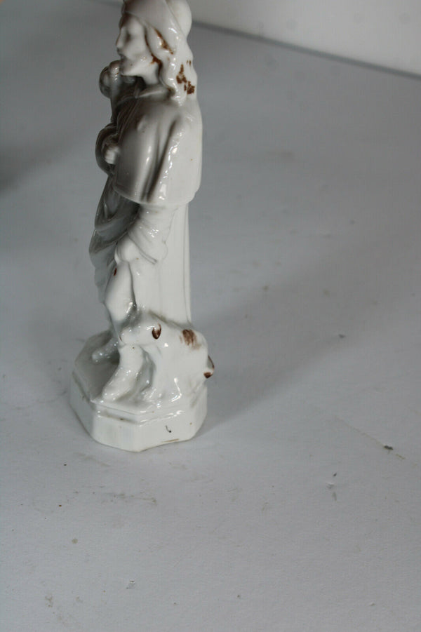 Antique vieux paris paris porcelain saint roch dog statue figurine religious