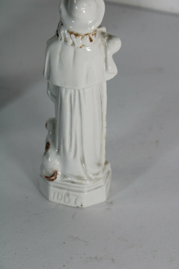 Antique vieux paris paris porcelain saint roch dog statue figurine religious