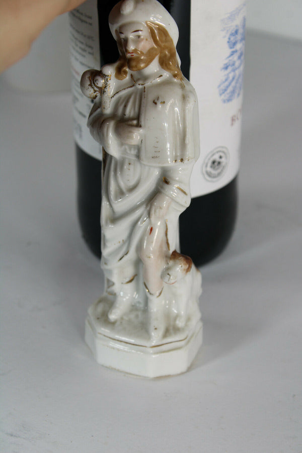 Antique vieux paris paris porcelain saint roch dog statue figurine religious