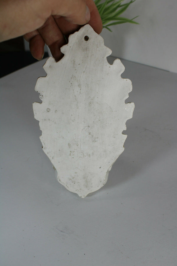 Antique vieux paris paris porcelain Black madonna holy water font 19thc