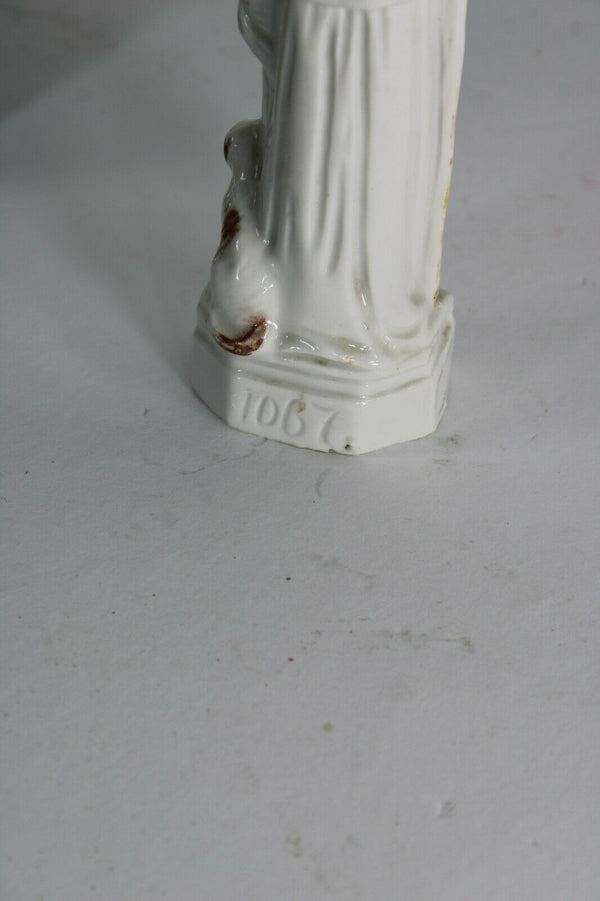 Antique vieux paris paris porcelain saint roch dog statue figurine religious