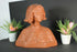 antique art deco chalkware bust lady girl terracotta colour