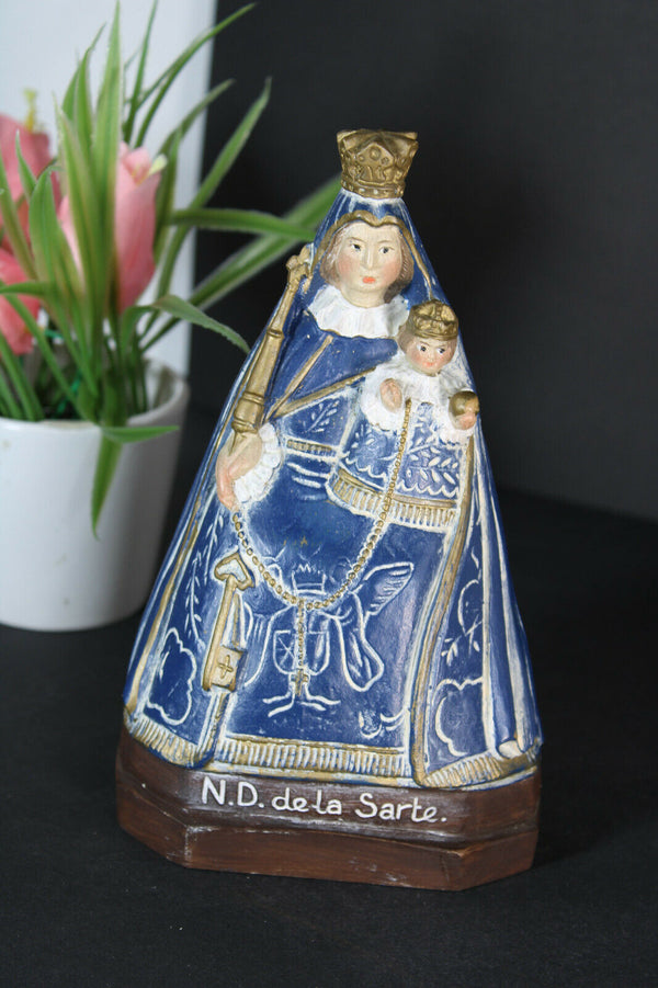 Vintage french notre dame de la sarte Ceramic figurine statue madonna