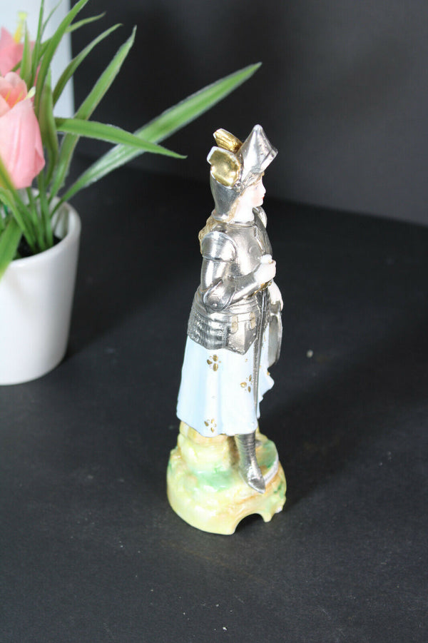 Antique french porcelain statue joan of arc knight religious figurine