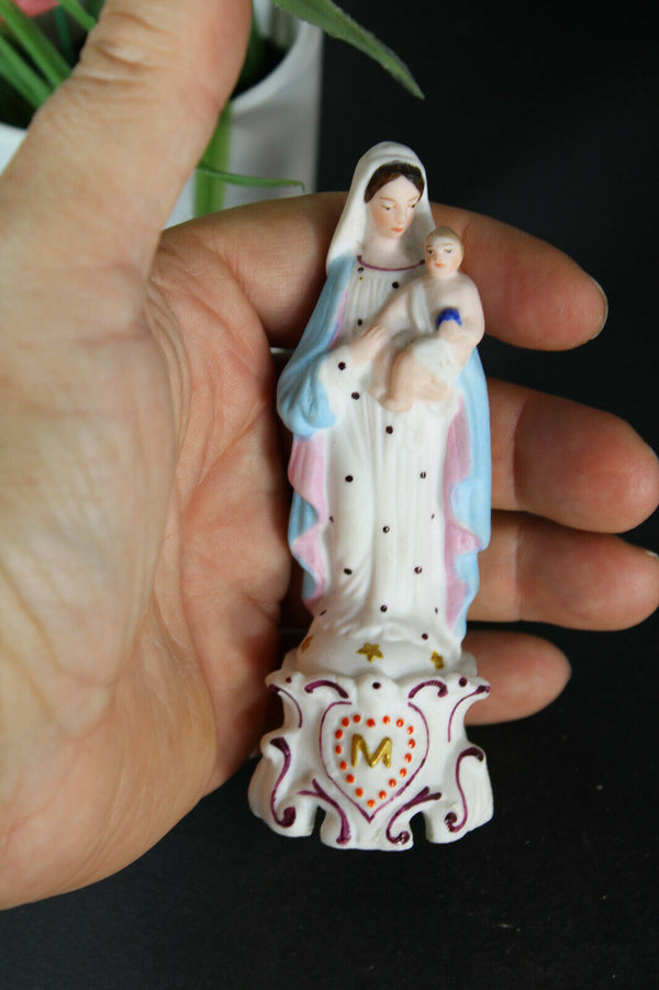 Antique french vieux paris porcelain madonna figurine statue