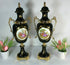 PAIR Vintage french limoges porcelain swan handle vases