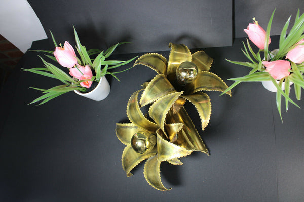 Mid century Metal brass Maison charles jansen Wall light sconce flowers 1960