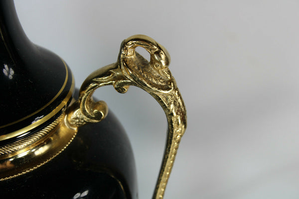 PAIR Vintage french limoges porcelain swan handle vases