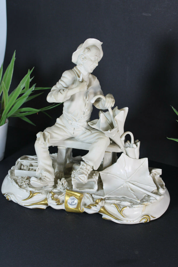 Vintage italian capodimonte signed Arturo Statue Group bisque porcelain 1970