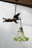 Antique zamac Metal bronze patina cherub putti pendant lamp chandelier