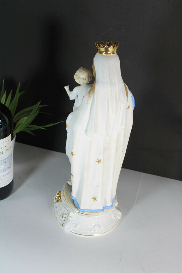 Magnificent large Antique vieux paris bisque porcelain madonna figurine statue